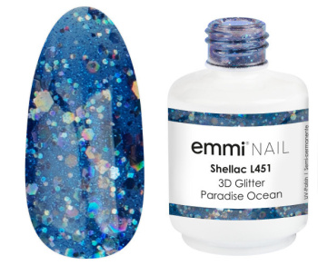 17502 Emmi Shellac UV/LED farba 3D Glitter Paradise Ocean -L451-