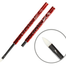98018 Štrasový štetec červený veľkosť 4, mačací jazyk
